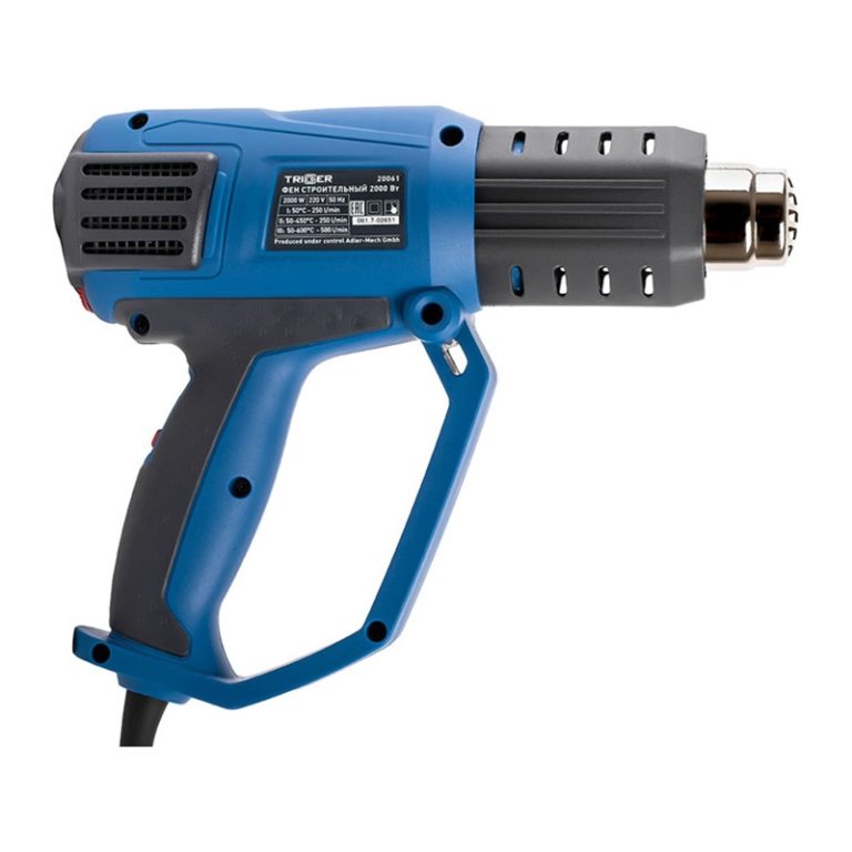 Фен строительный сетевой Trigger 20061, 2кВт, 50-600°, 4 насадки, L кабеля=3м, кейс — изображение 3