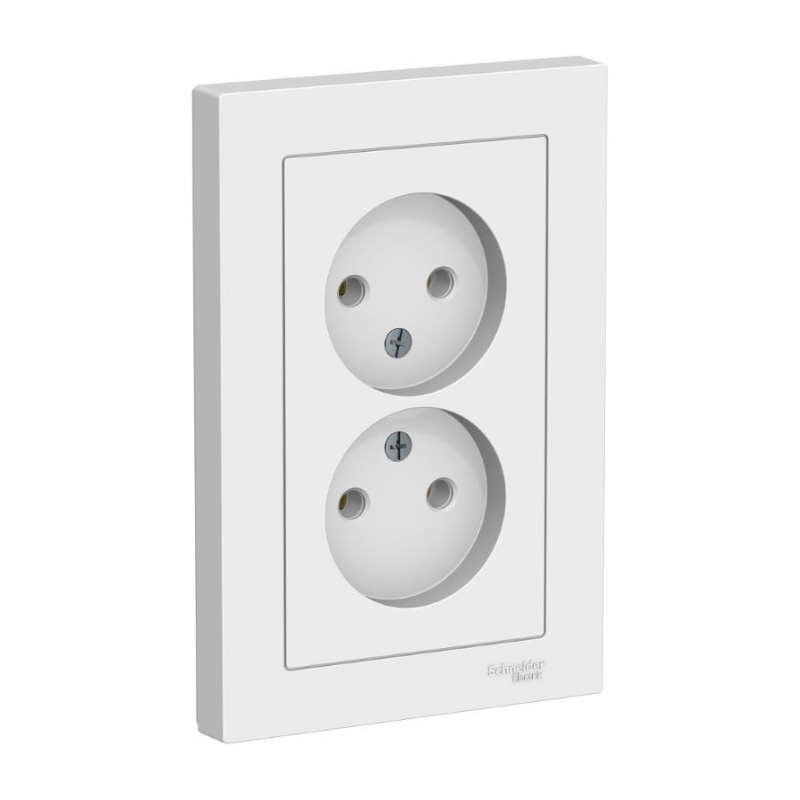 Розетка с/у Atlasdesign ATN000120, 2 гнезда, б/з, белая