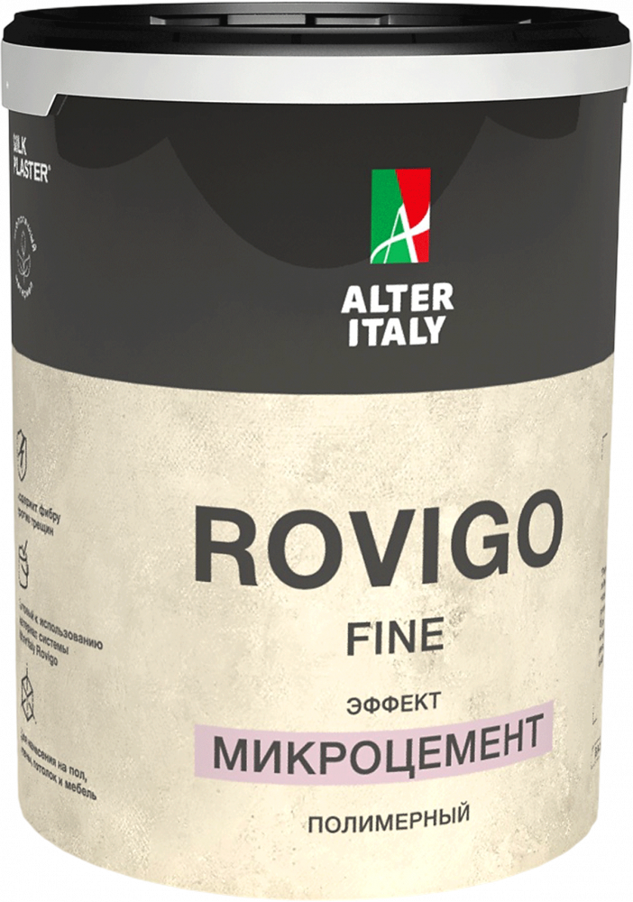Жидкие обои Silk Plaster Декоративное покрытие AlterItaly ROVIGO Fine (РОВИГО Финиш) с эффектом Микроцемент, 4 кг,