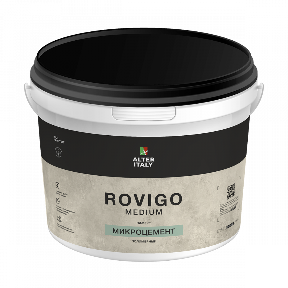 Жидкие обои Silk Plaster Декоративное покрытие AlterItaly ROVIGO Medium (РОВИГО Средний) с эффектом микроцемента, 15 кг,
