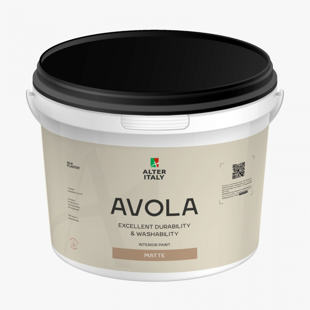 Жидкие обои Silk Plaster Краска AlterItaly AVOLA MATTE белая, база С, объем 0.9, 4.5 и 9 л,
