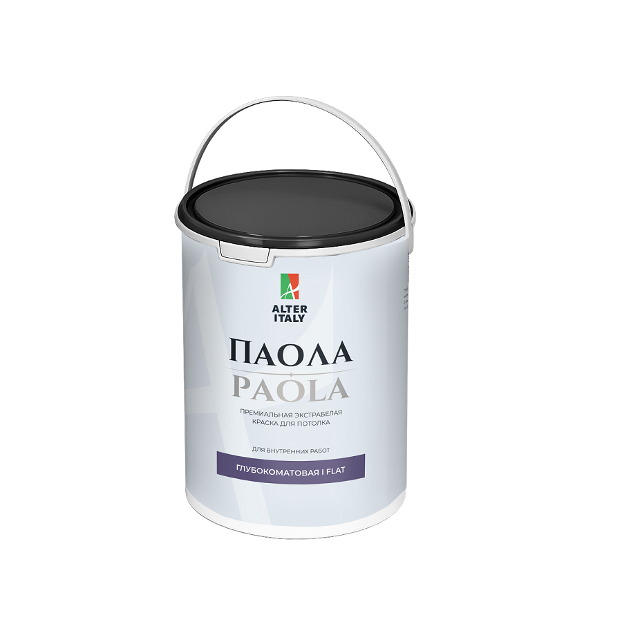 Жидкие обои Silk Plaster Краска AlterItaly PAOLA для потолка, глубокоматовая / FLAT, белая, объем 4,5 л,