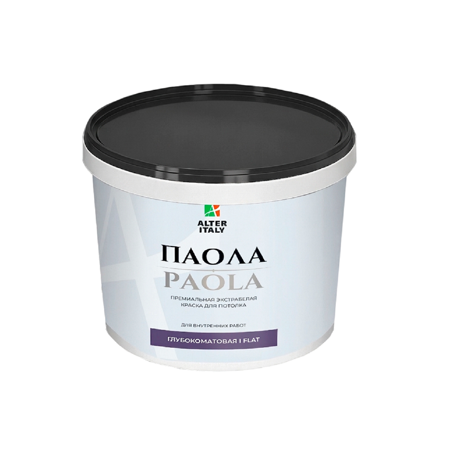 Жидкие обои Silk Plaster Краска AlterItaly PAOLA для потолка, глубокоматовая / FLAT, белая, объем 9 л,