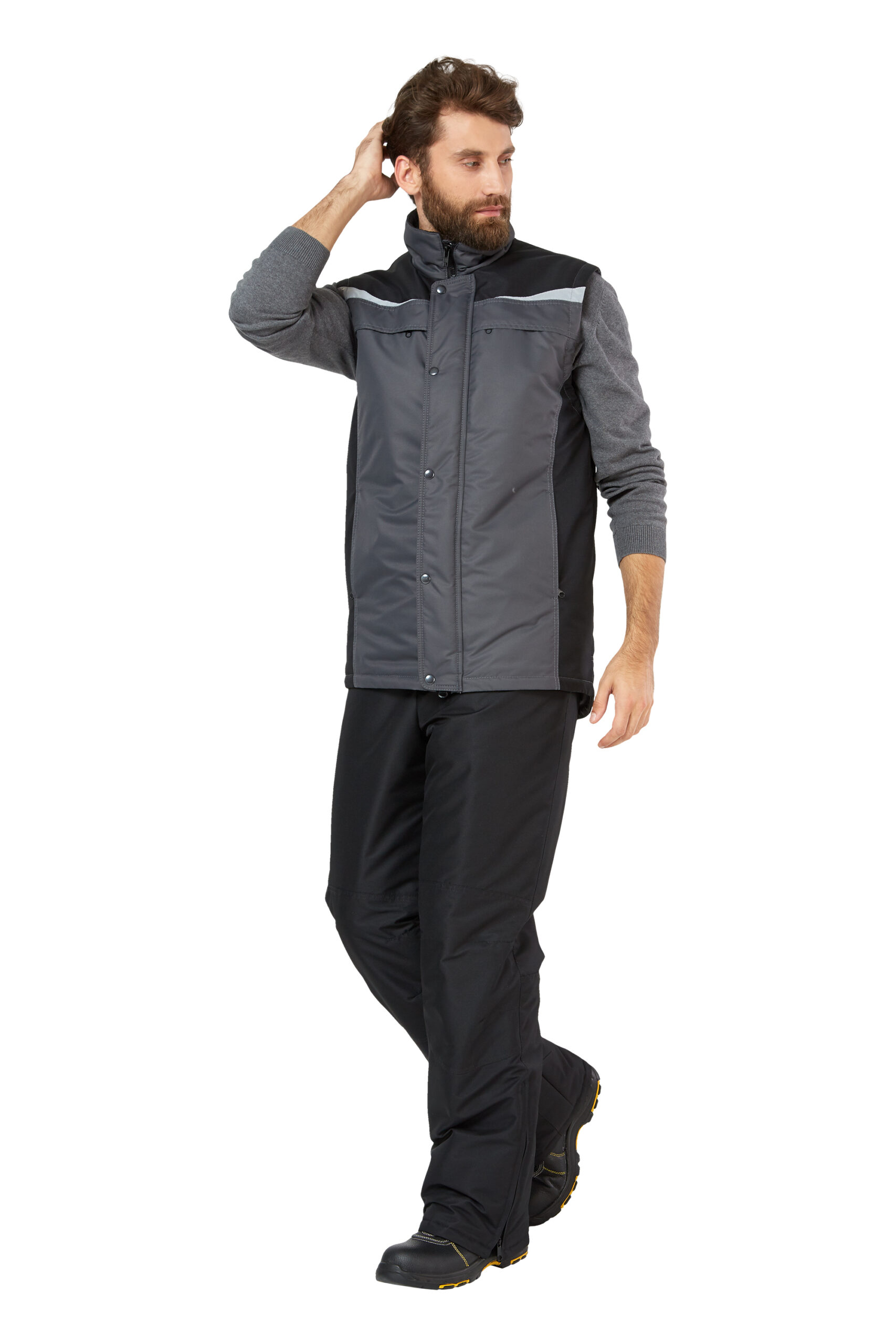 Жилет "Дэлф" серый/черный (р. 60-62, рост 182-188)