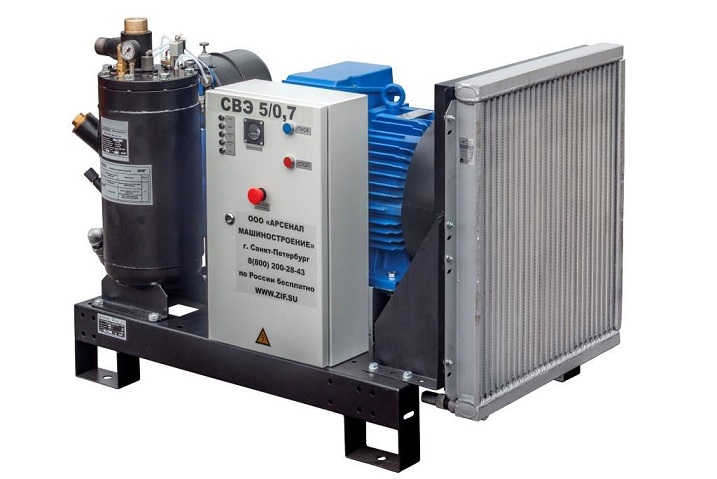 Станция компрессорная электрическая для неотапливаемого цеха нешумозаглушенная ЗИФ-СВЭ-4,4/1,0 без кожуха